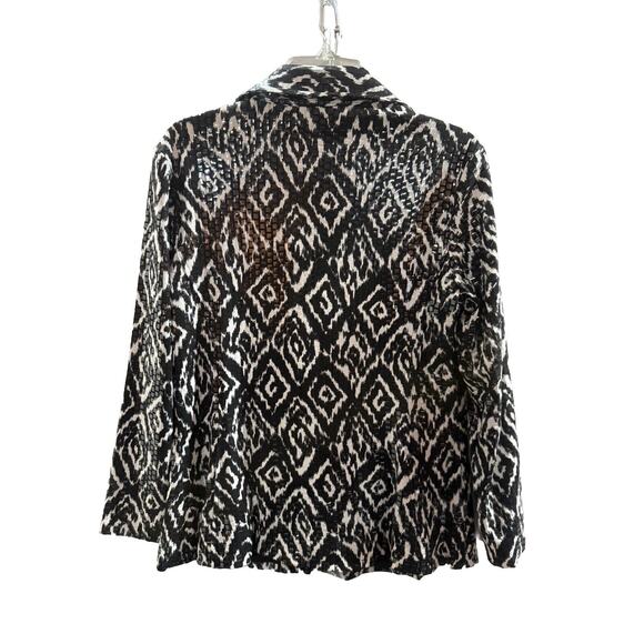 Mesmerise Jacket Women Large Black White Geo Print Long Sleeve Collared Full Zip - Picture 6 of 6